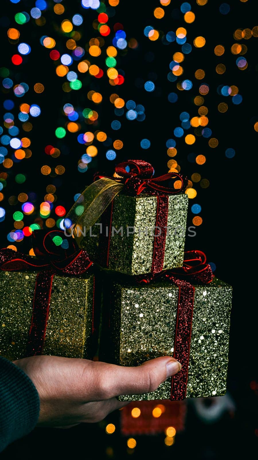 Christmas decorations. Colorful Christmas lights background