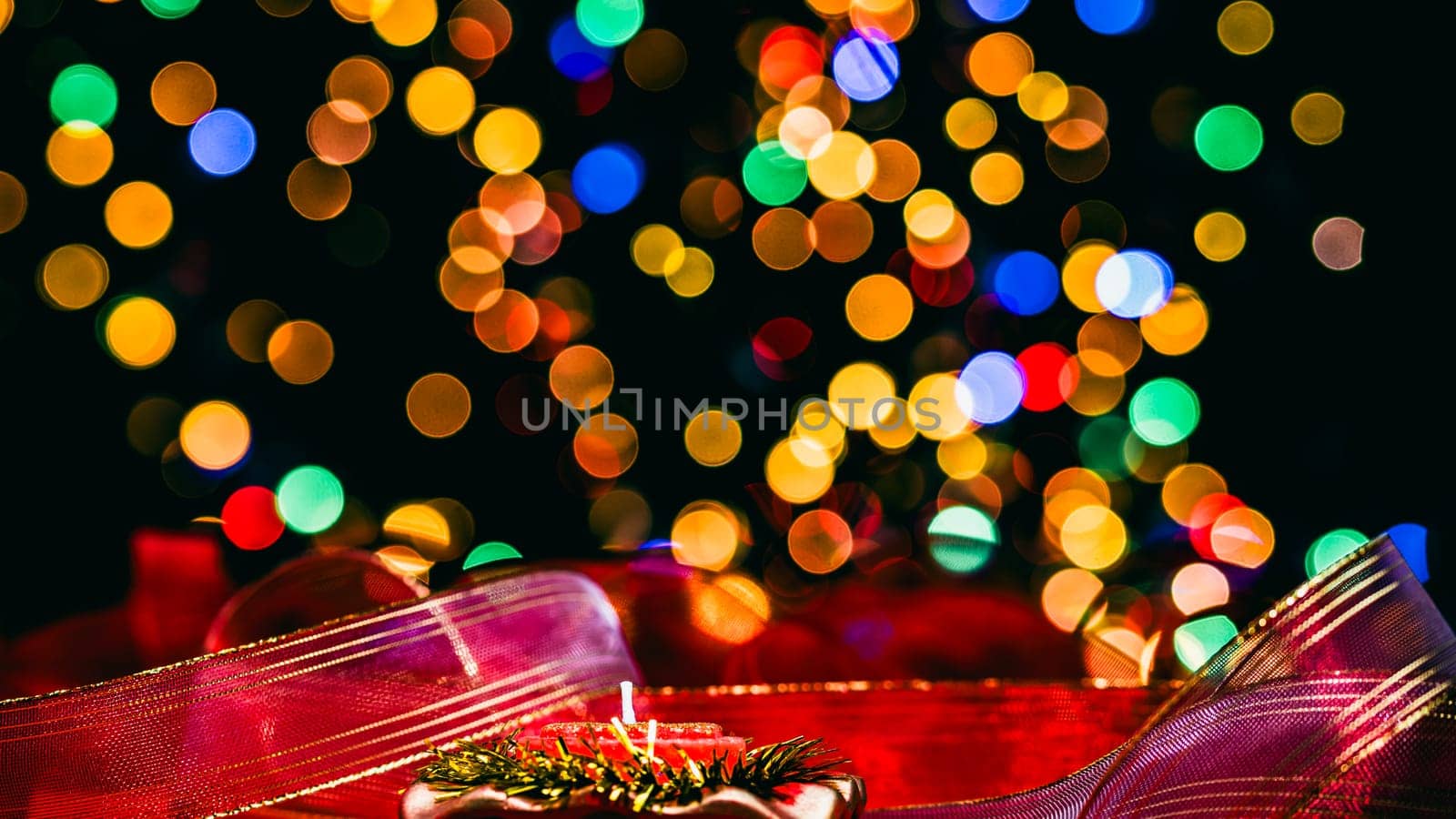 Christmas decorations. Colorful Christmas lights background