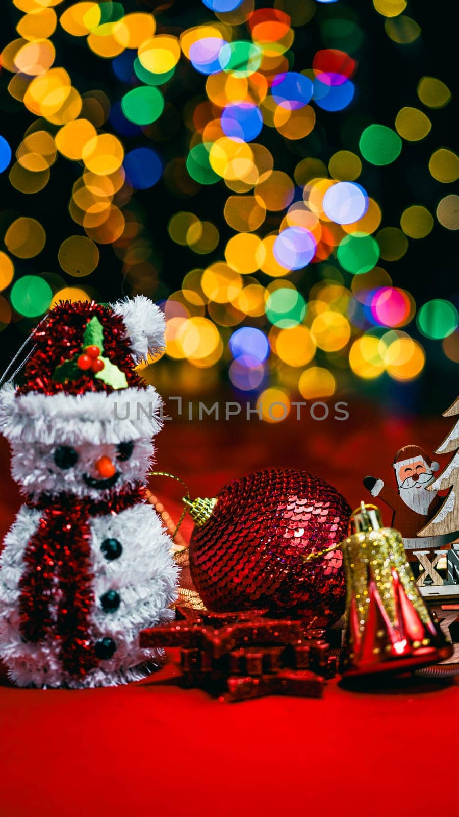 Christmas decorations. Colorful Christmas lights background by vladispas