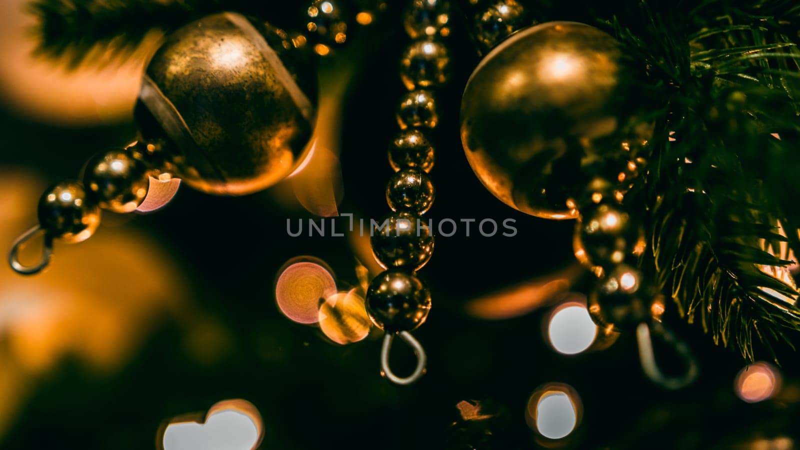 Christmas decorations. Colorful Christmas lights background by vladispas