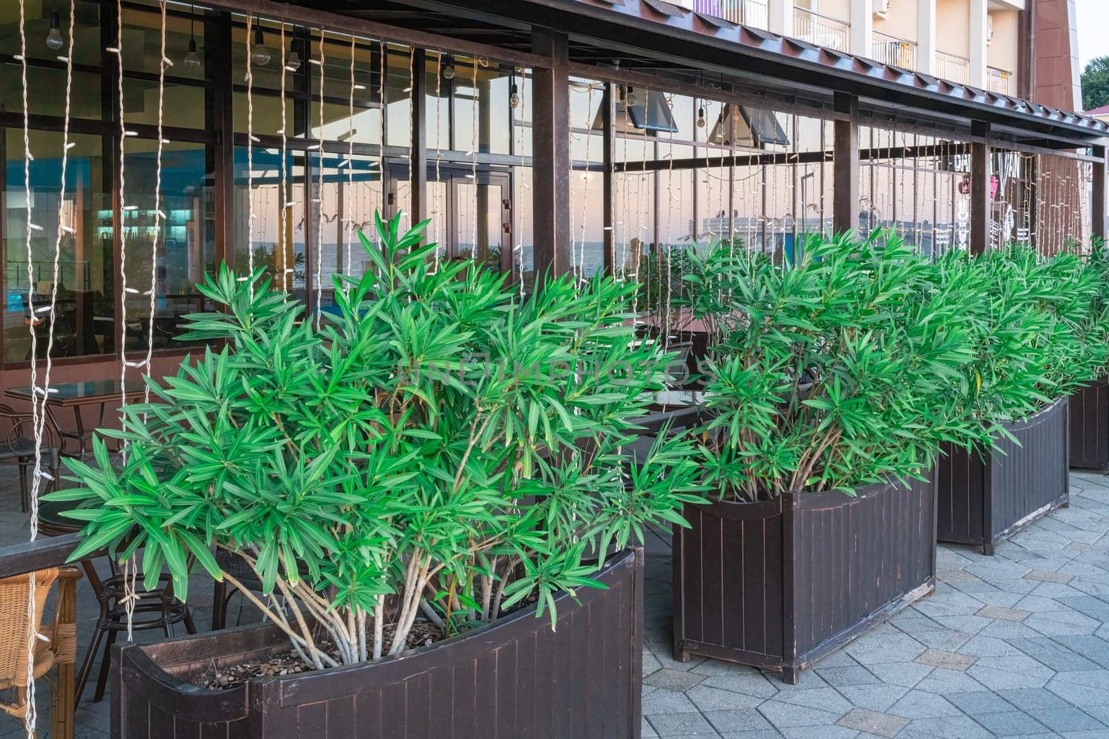 empty cafe tables close-up as a background. High quality photo