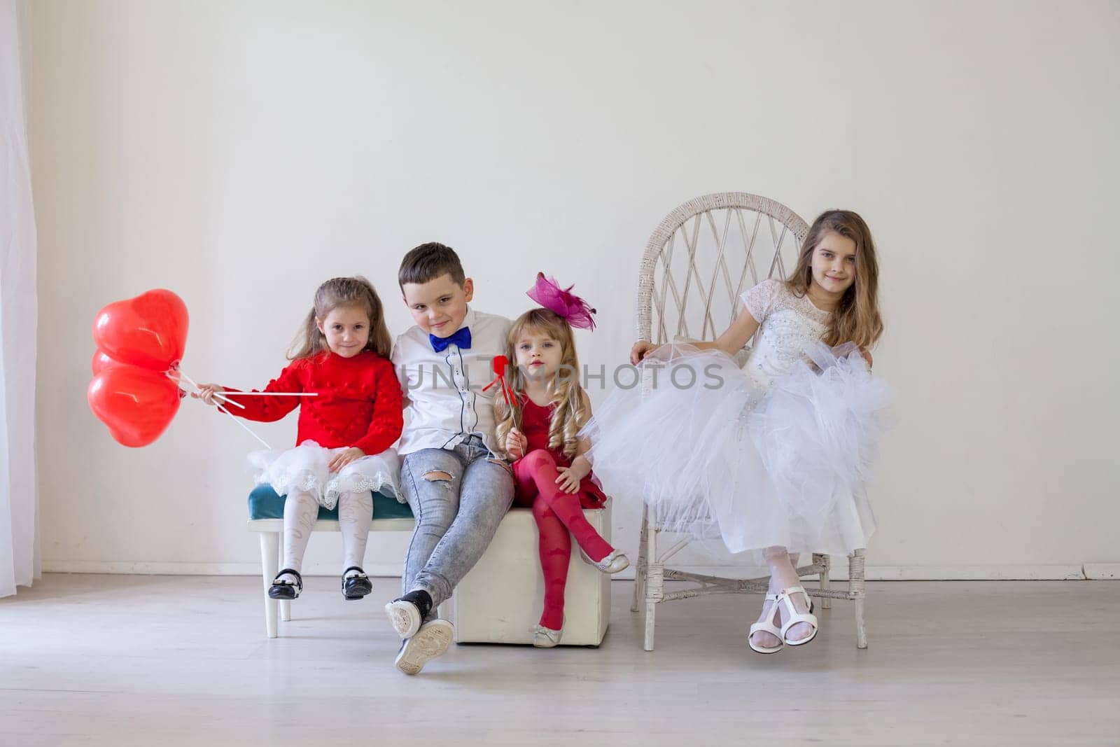 Boy and girls on birthday party