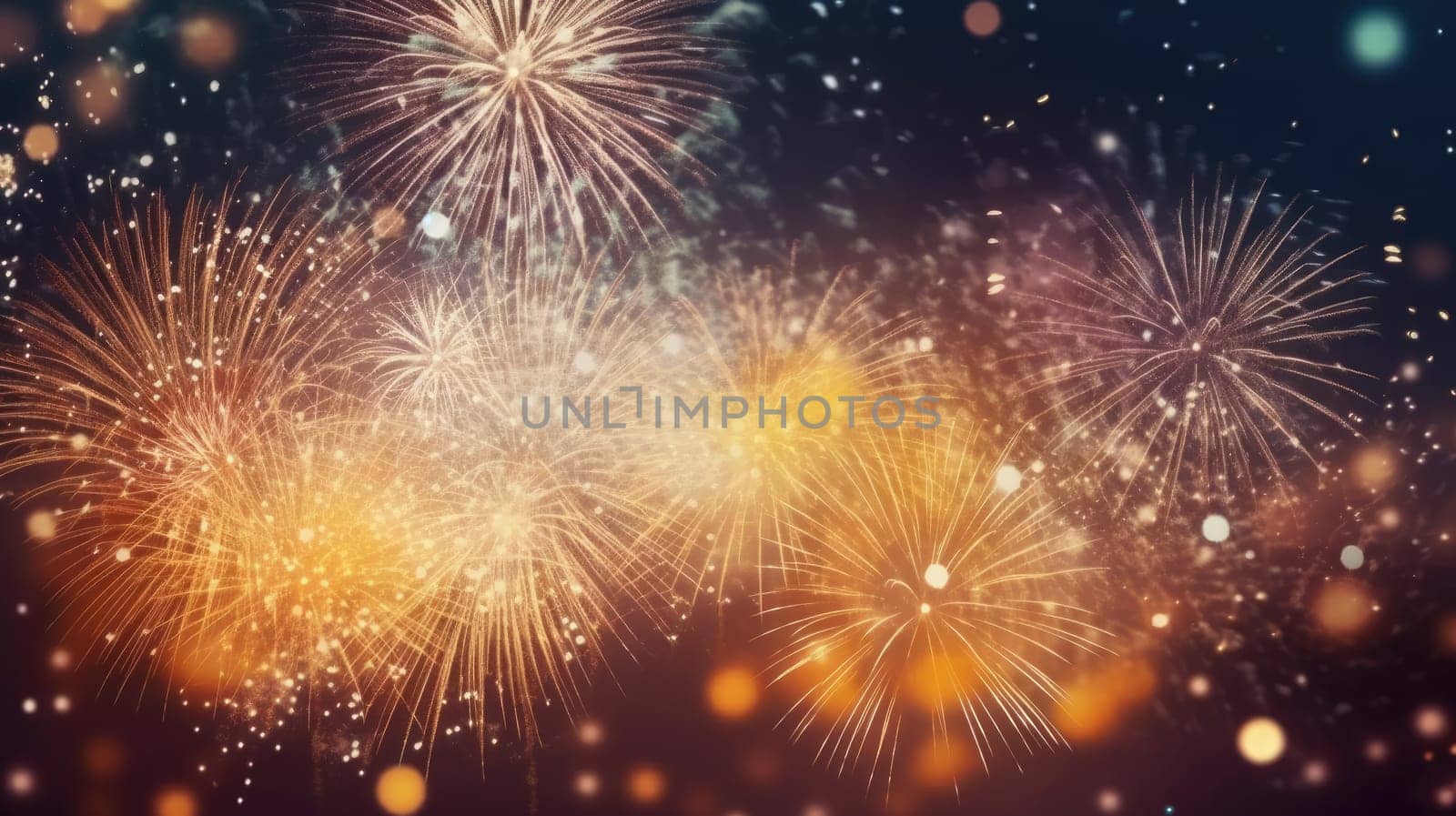 Abstract colored firework background new year celebration 2024 comeliness