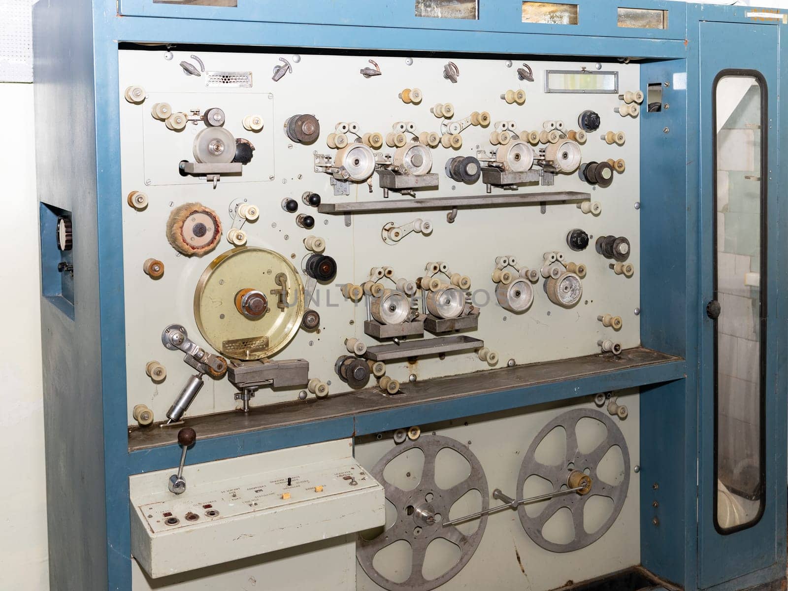 Vintage film repair and rewind machine.