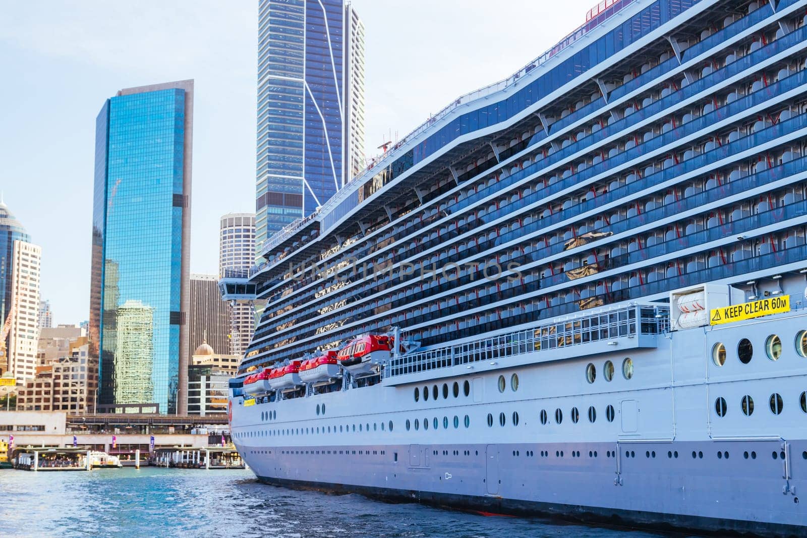 SYDNEY, AUSTRALIA - DECEMBER 05: Virgin Voyages' Resilient Lady is berthed at the Overseas Passenger Terminal in Circular Quay on December 5th 2023
