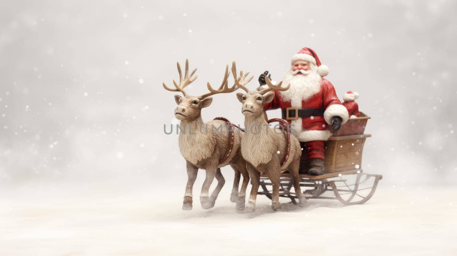 Cute vintage reindeer and Santa Claus toy on white background. Christmas gift for kids.