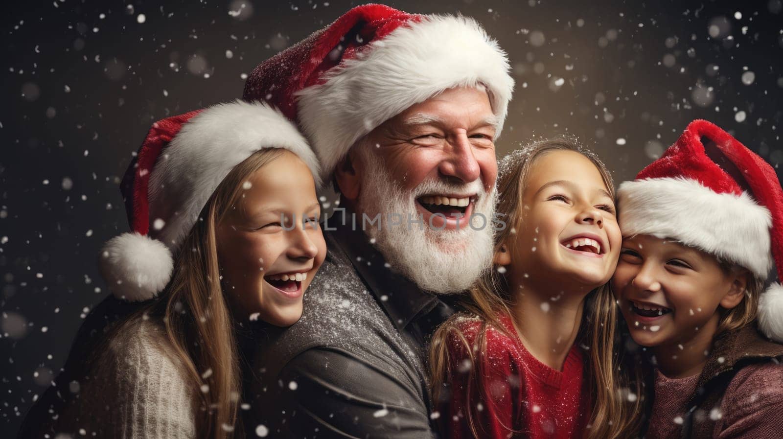 Happy Friends wearing winter clothes celebrating Christmas holiday. People having fun hanging out together walking on city street. Winter holidays and relationship concept.