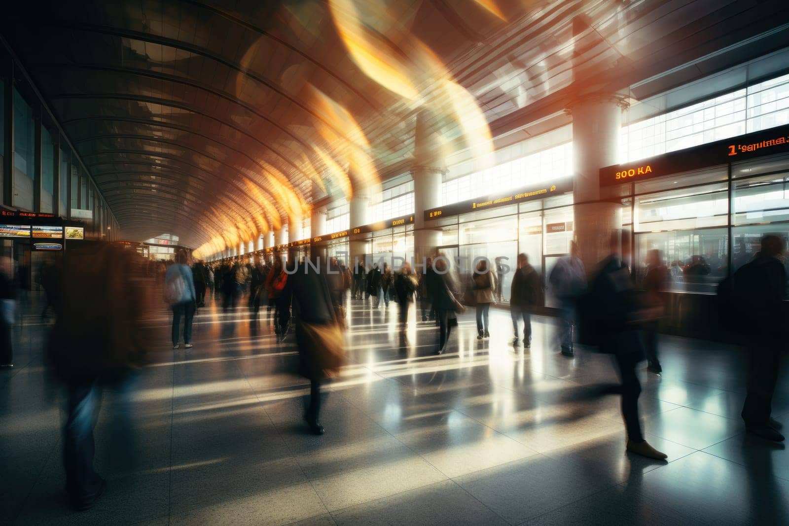 Crowd people in rush hour at subway. Generative AI by itchaznong