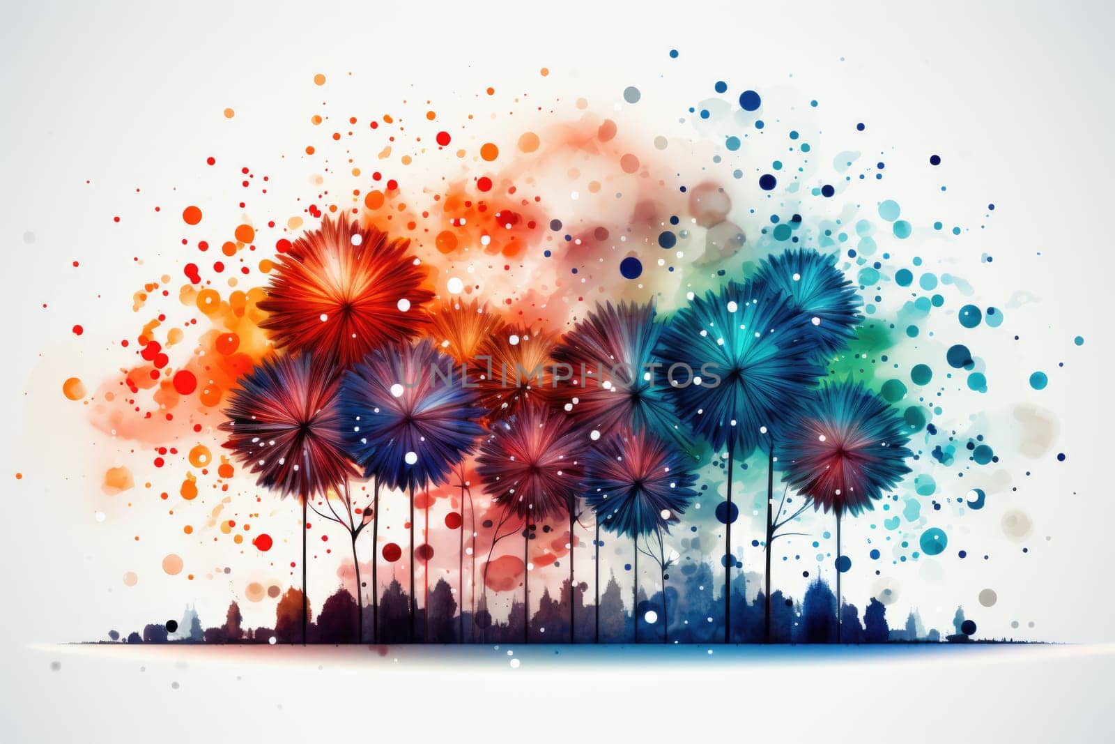 Fireworks on white background. ai generated