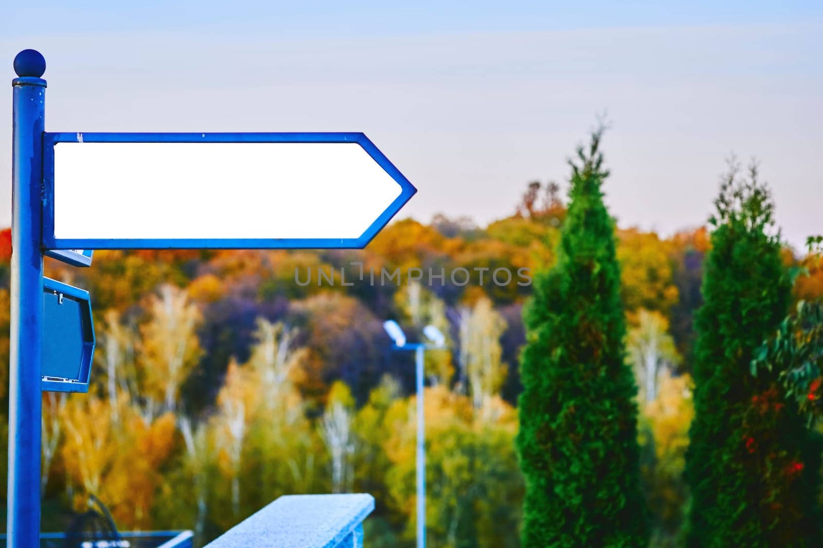 Arrow pointer with place for text on the background of autumn park by jovani68