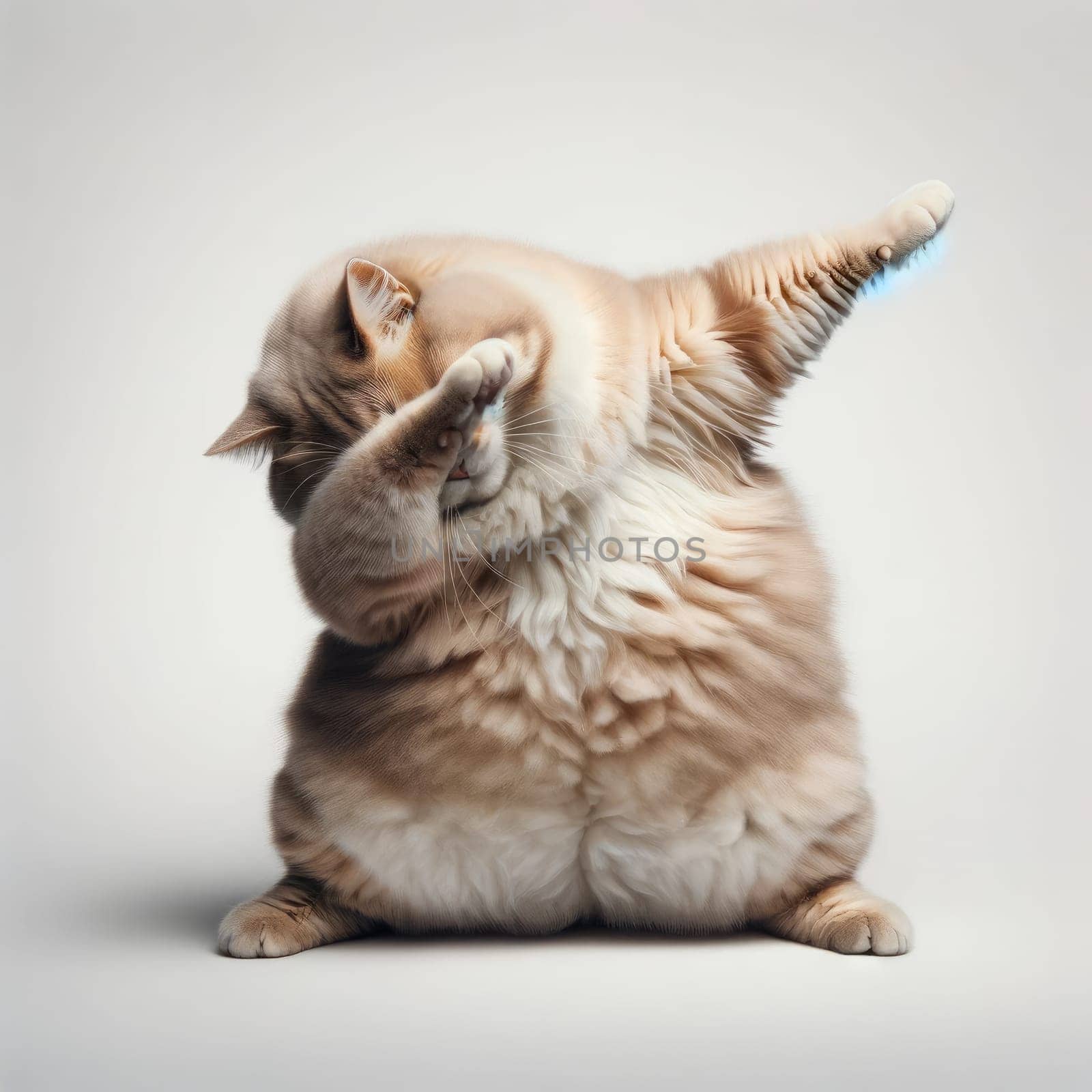 Cute chubby cat dab dance, Generative AI by itchaznong