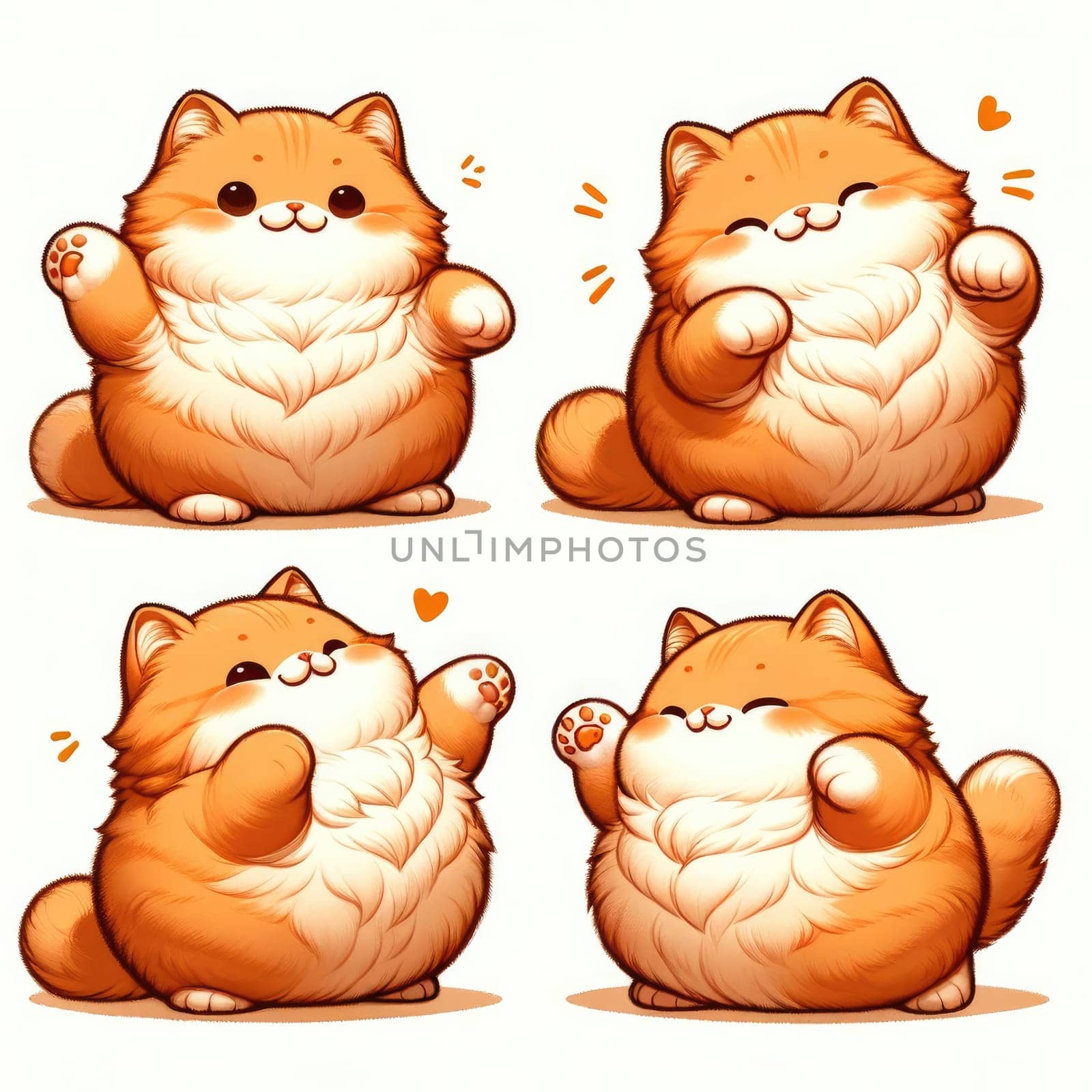 Cute chubby cat dab dance, Generative AI by itchaznong