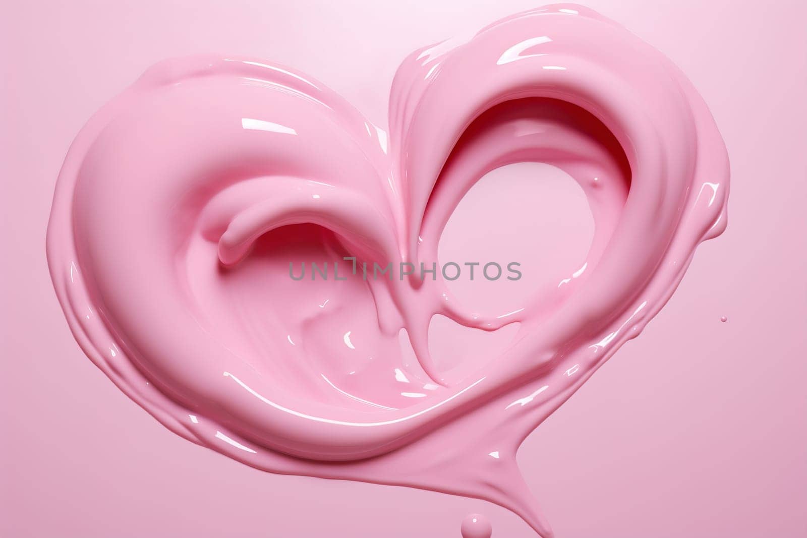 Swirling pink cream in a heart shape on a soft background, conveying self-care and love, perfect for wellness and Valentine's themed designs. Generative AI