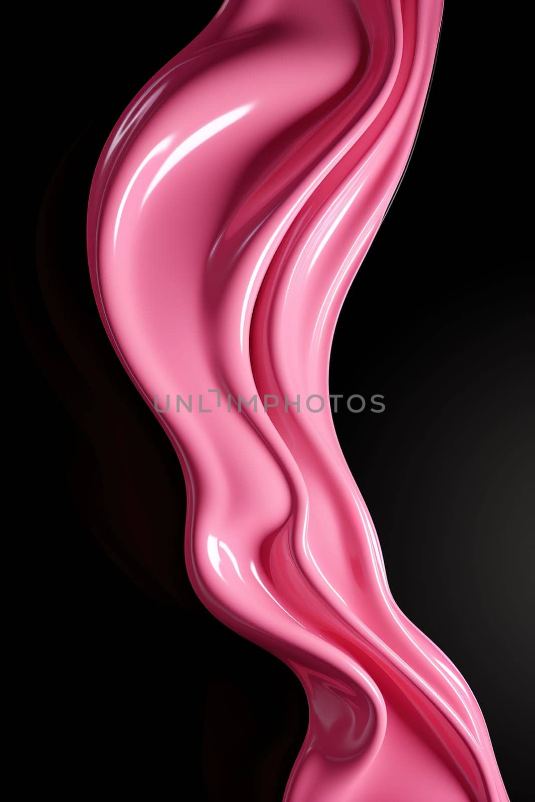 Elegant pink liquid wave on a sleek black background, embodying a sense of modern luxury, ideal for beauty and fashion industry marketing, or as a sophisticated abstract background. Generative AI