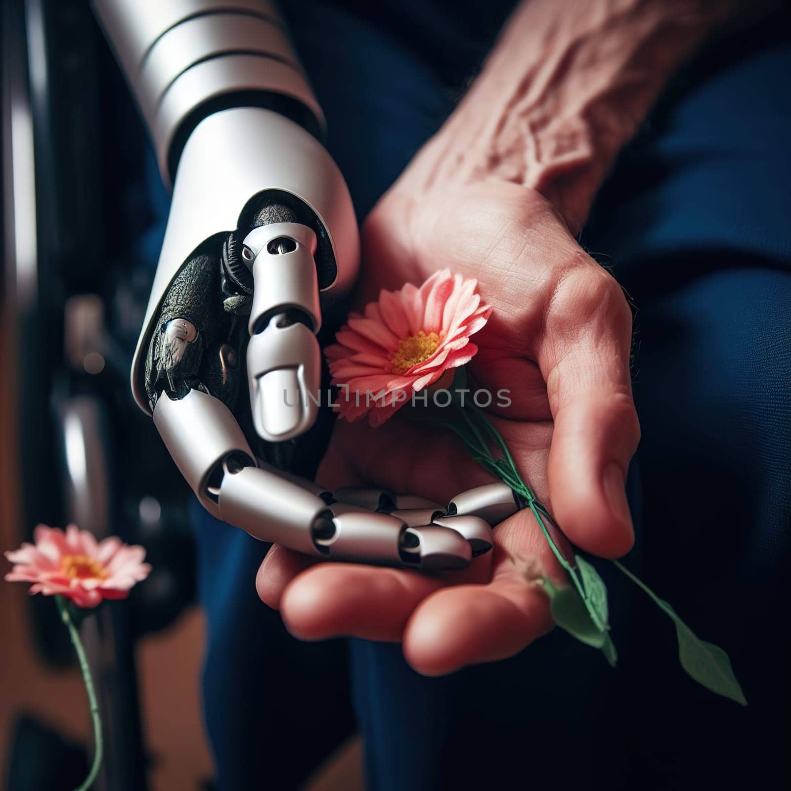 Illustration on the topic Disabled people and modern prosthetics of arms and legs. Generative AI. High quality illustration