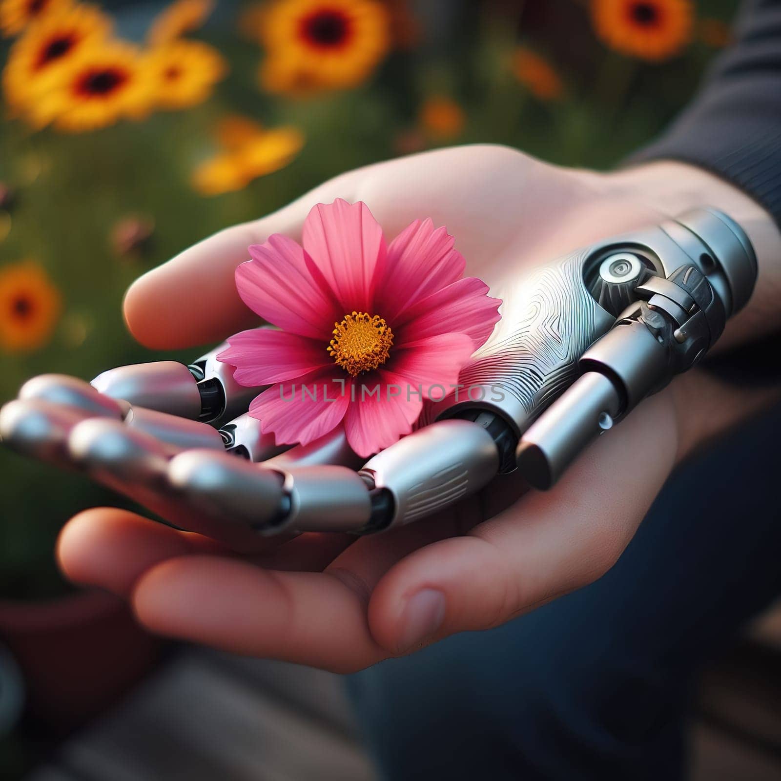 Illustration on the topic Disabled people and modern prosthetics of arms and legs. Generative AI. High quality illustration