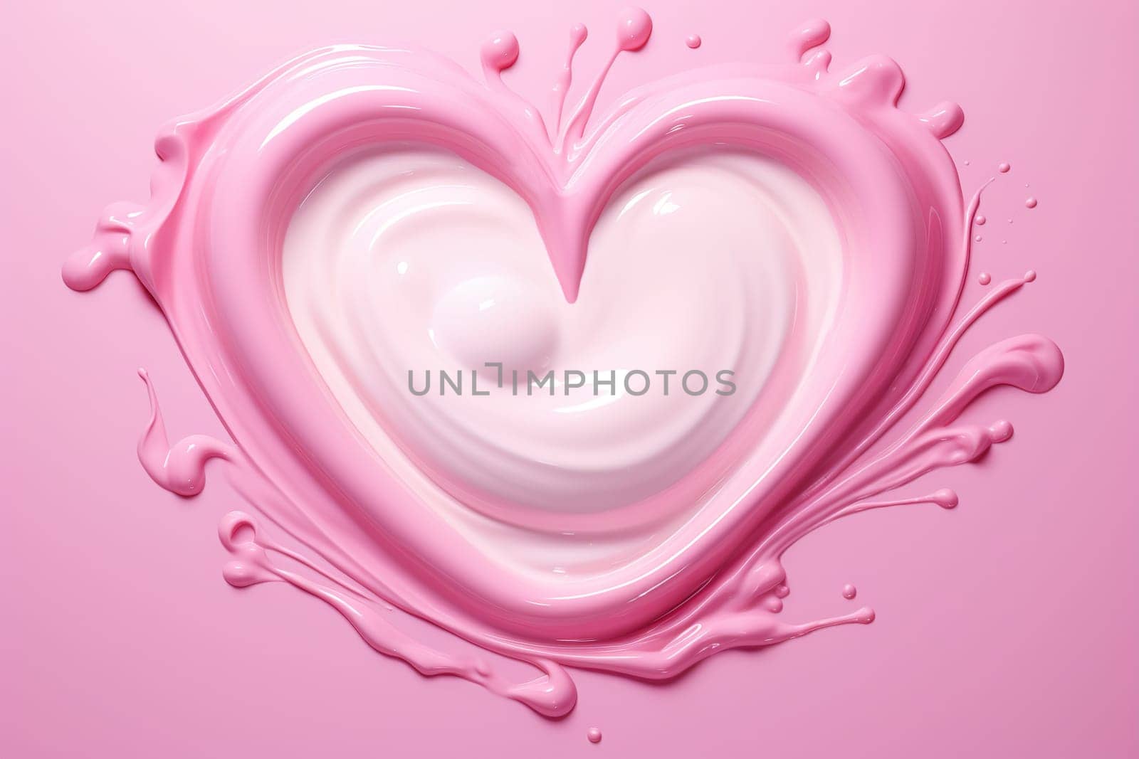 Swirling pink cream in a heart shape on a soft background, conveying self-care and love, perfect for wellness and Valentine's themed designs. Generative AI. by creativebird