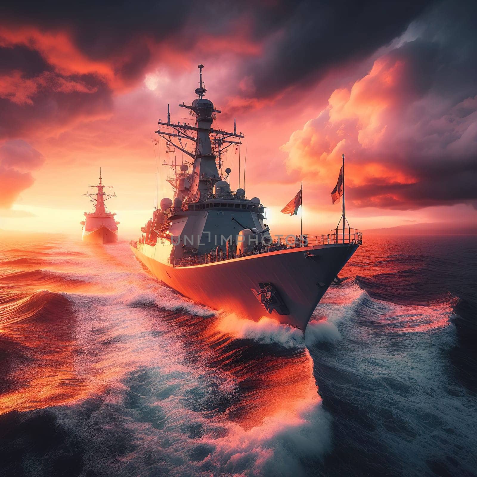Illustration on the theme of the Army and war. Generative AI. High quality illustration