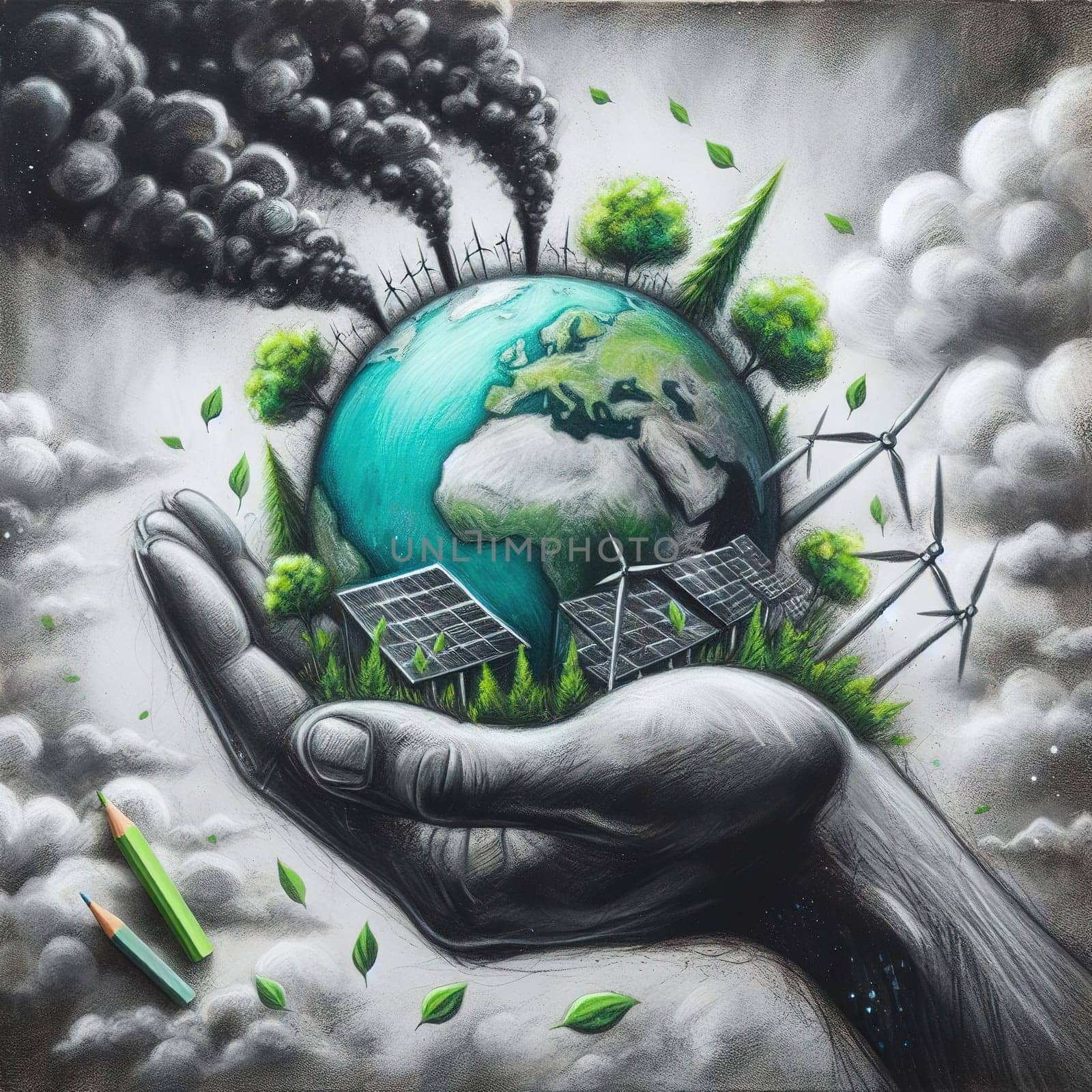 Illustration on the environmental theme Save the Planet. High quality illustration