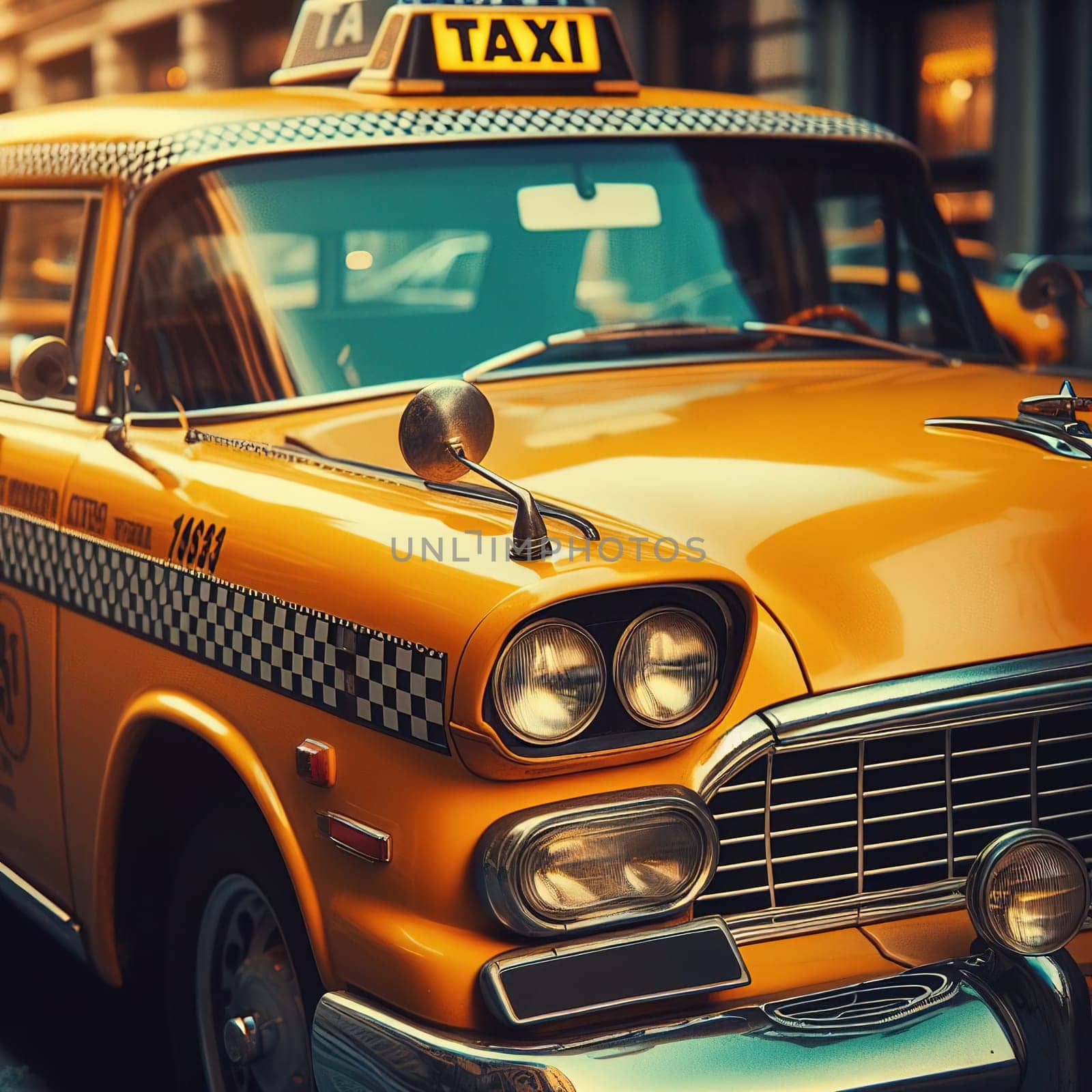 Illustration on the theme of taxi work in a big city. High quality illustration