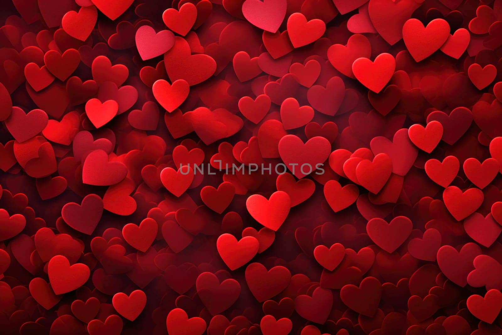 Red background with hearts for Valentine's Day or wedding. Abstract background with red hearts