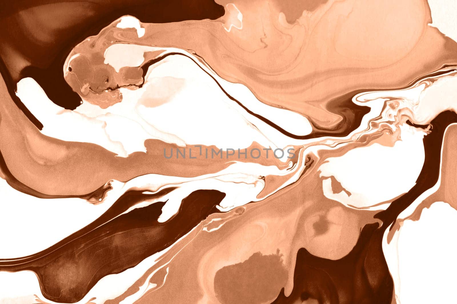 The texture of marble. Abstract background, made in the technique of fluid art. Demonstrating the colors of 2024 - Peach Fuzz. by Annu1tochka