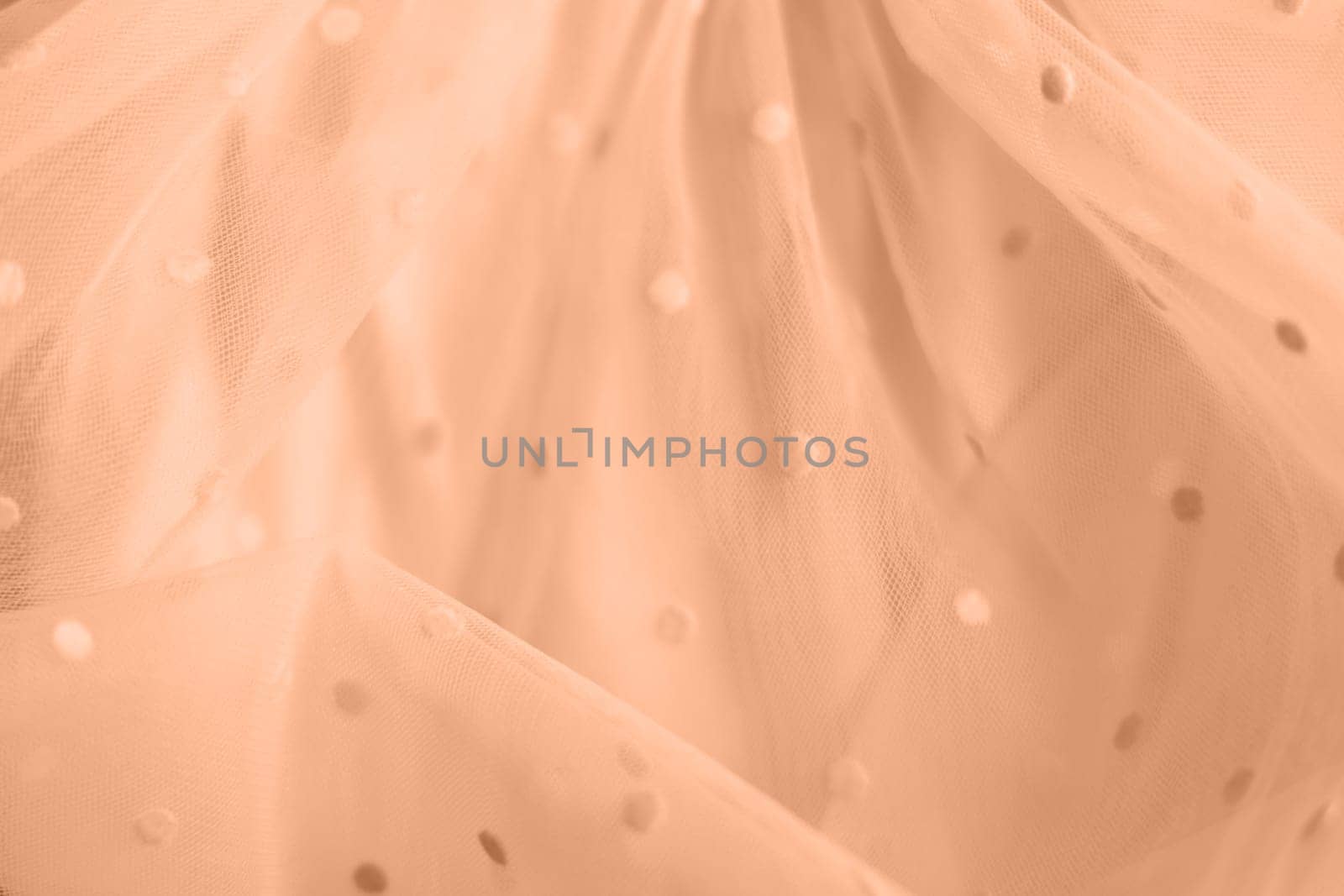 Peach fuzz, color of the year 2024, tulle fabric texture background, textile pattern, copy space by Ri6ka
