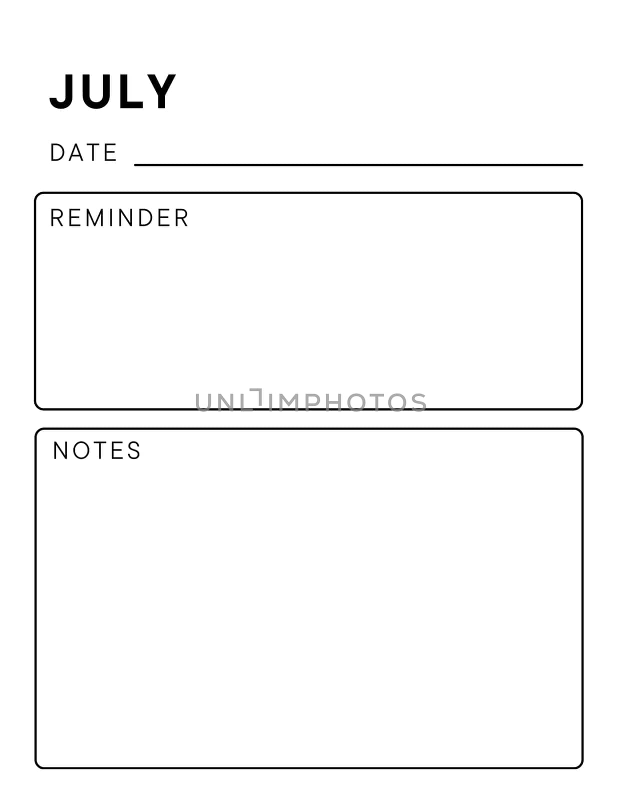 Minimalistic monthly planner page. Notebook pages for notes and goals. planner page template. Modern Business organizer