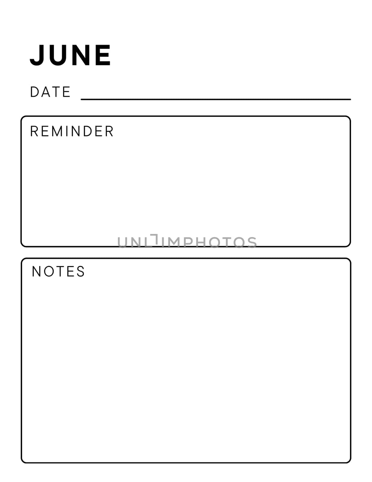 Minimalistic monthly planner page. Notebook pages for notes and goals. planner page template. Modern Business organizer