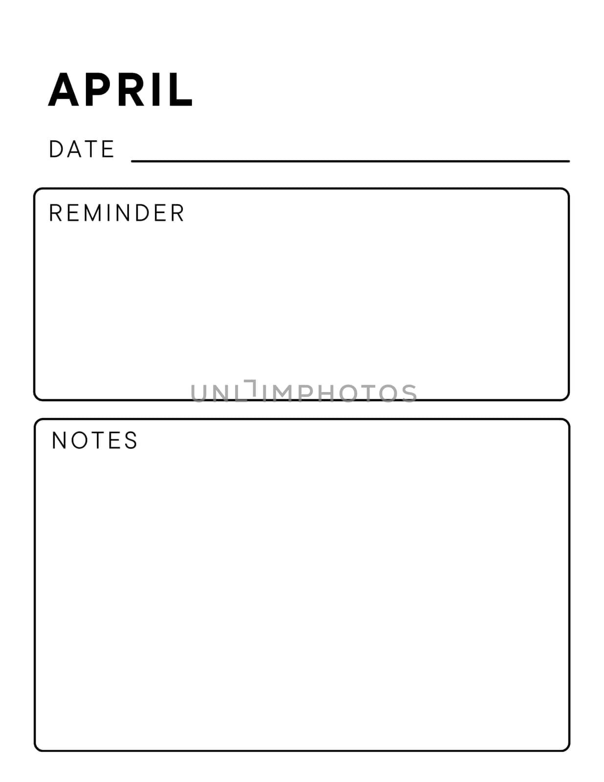 Minimalistic monthly planner page. Notebook pages for notes and goals. planner page template. Modern Business organizer