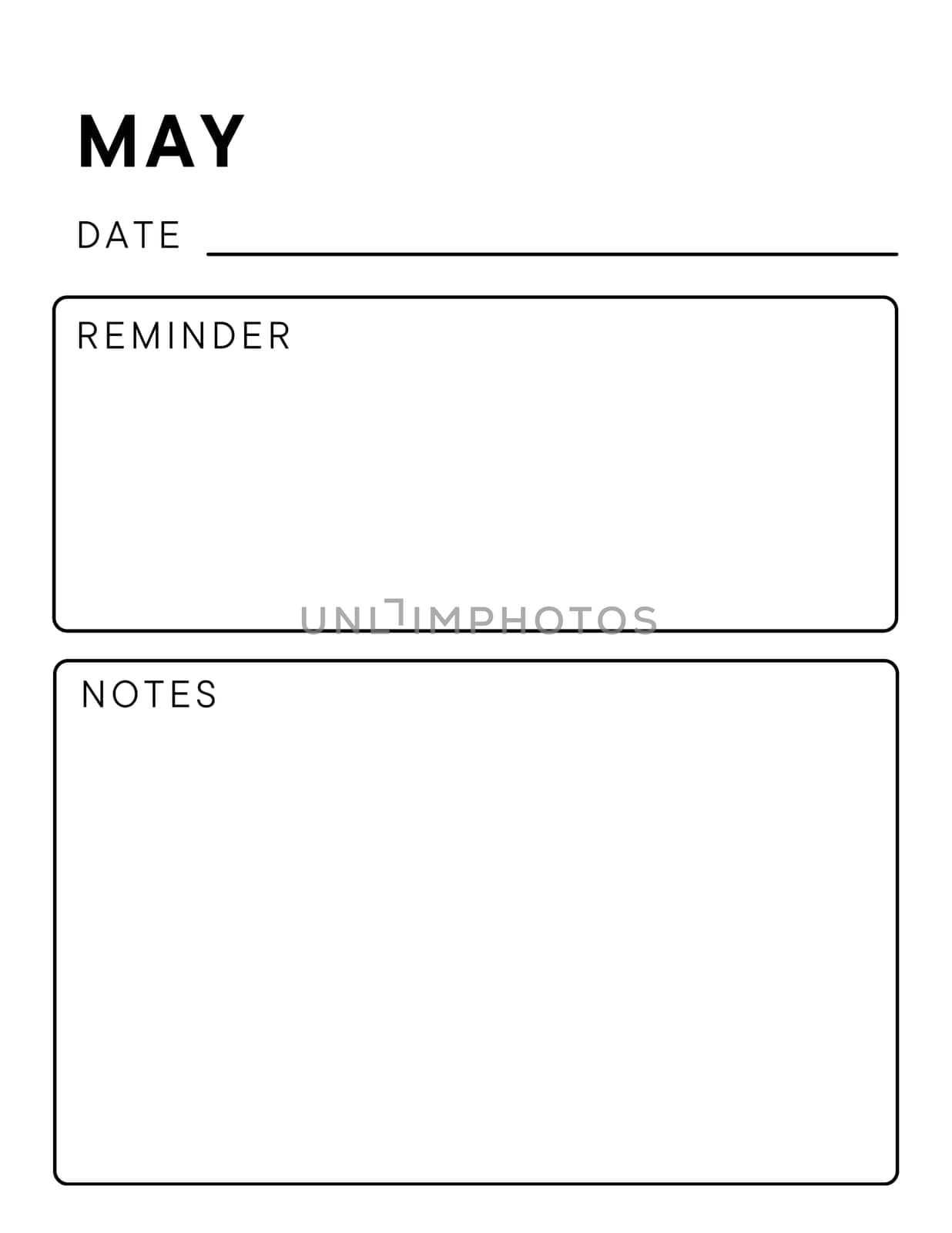 Minimalistic monthly planner page. Notebook pages for notes and goals. planner page template. Modern Business organizer