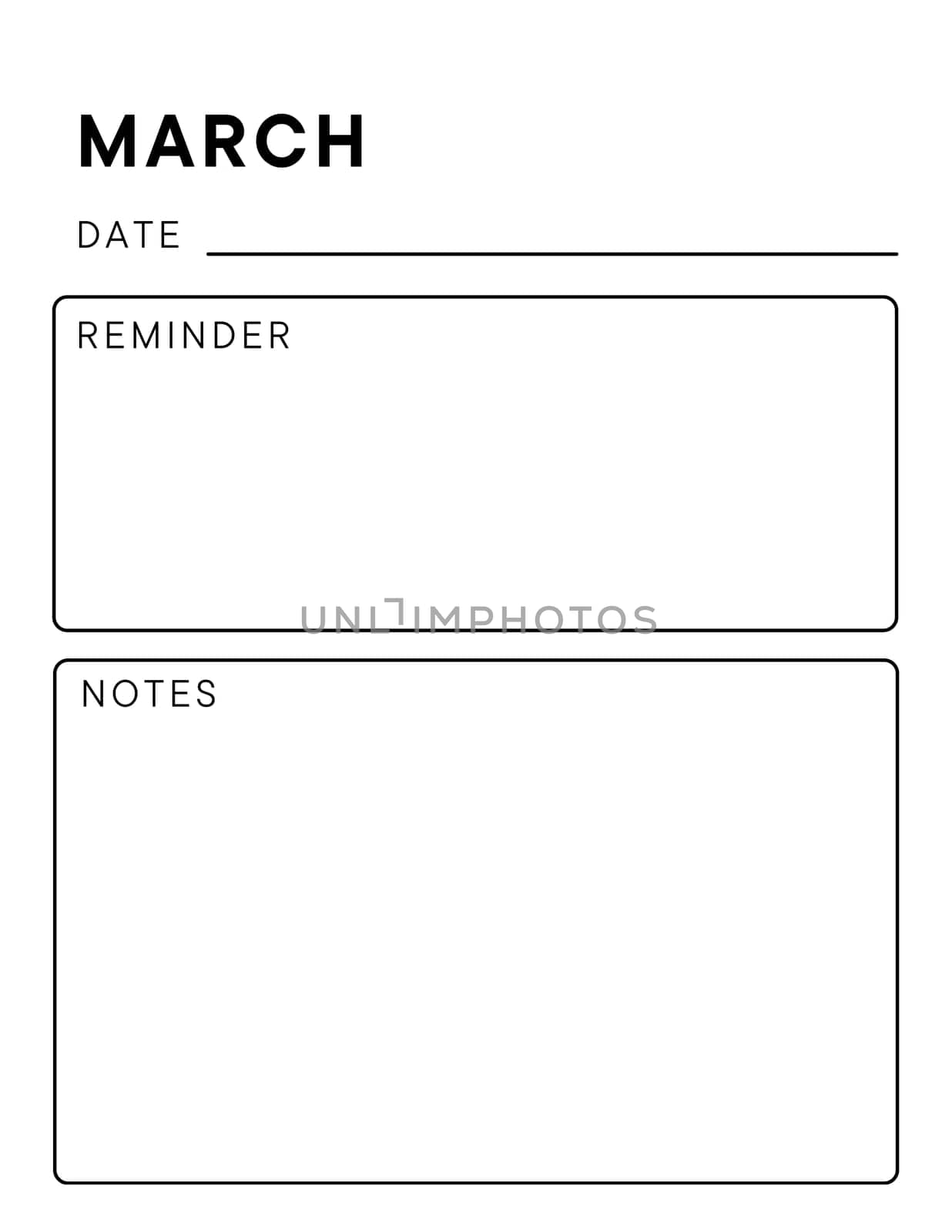 Minimalistic monthly planner page. Notebook pages for notes and goals. planner page template. Modern Business organizer