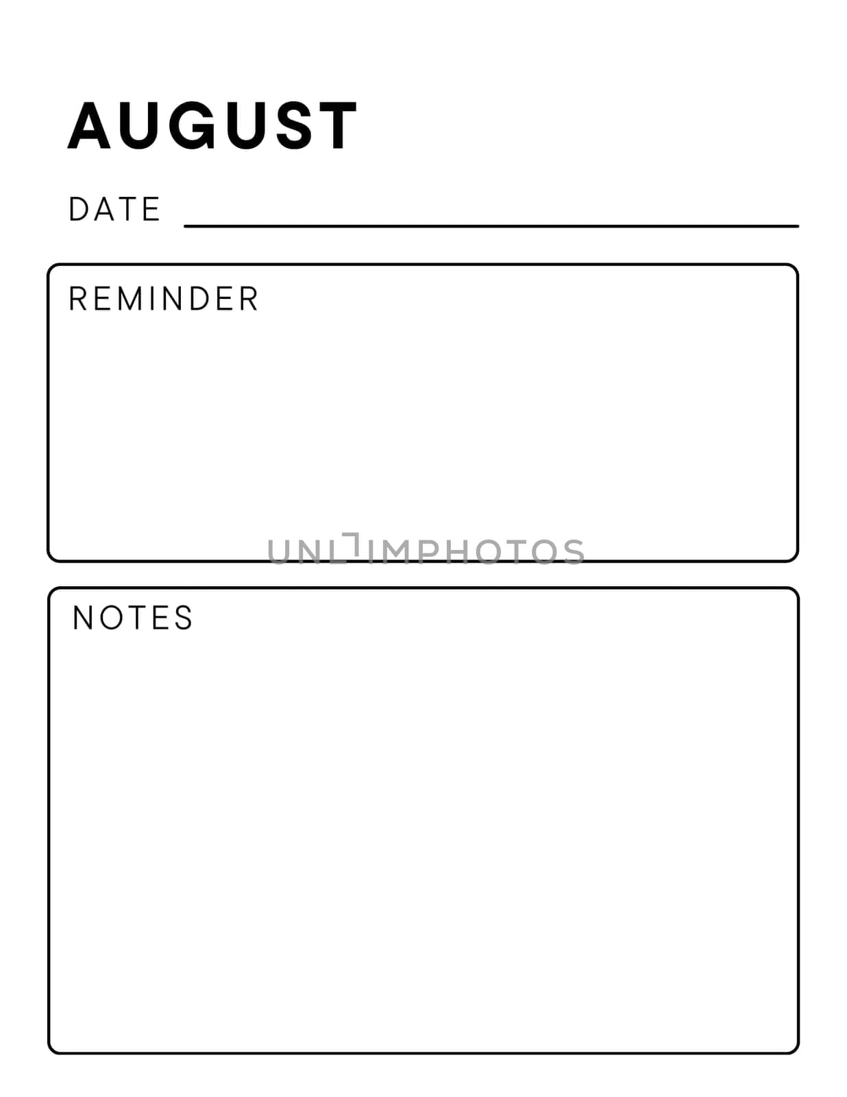 Minimalistic monthly planner page. Notebook pages for notes and goals. planner page template. Modern Business organizer