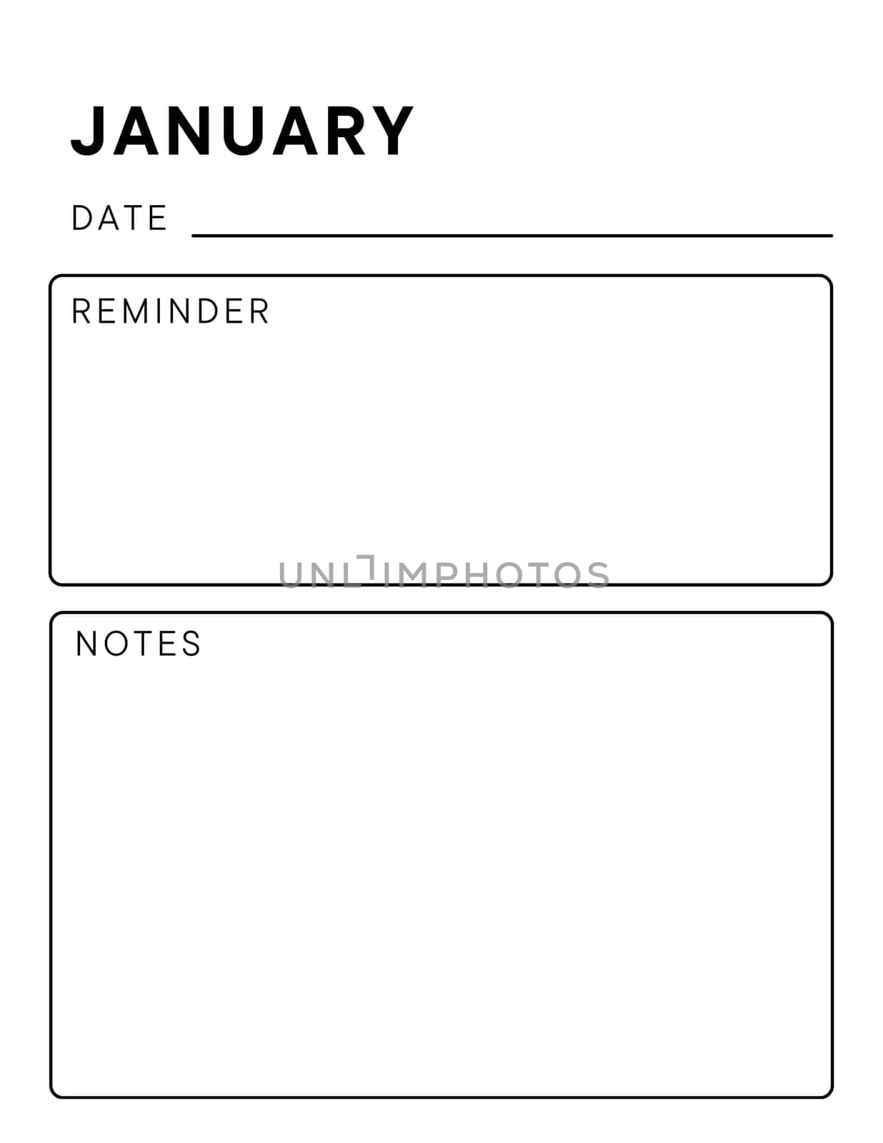 Minimalistic monthly planner page. Notebook pages for notes and goals. planner page template. Modern Business organizer