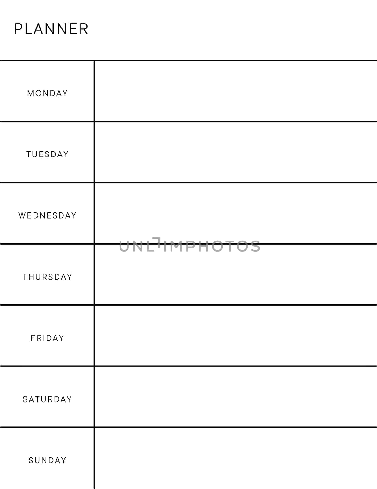 Minimalist notebook pages for notes and goals. planner page template. Modern Business organizer. Weekly schedule page.