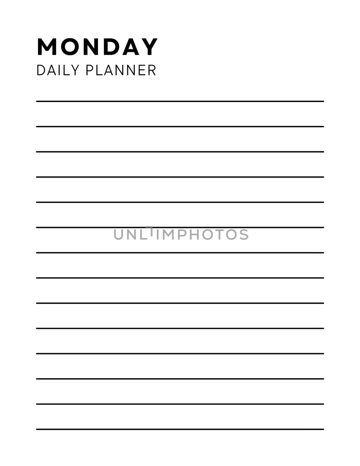 Modern minimalistic Weekly planner page. Notebook pages for notes and goals. planner page template. Modern Business organizer.