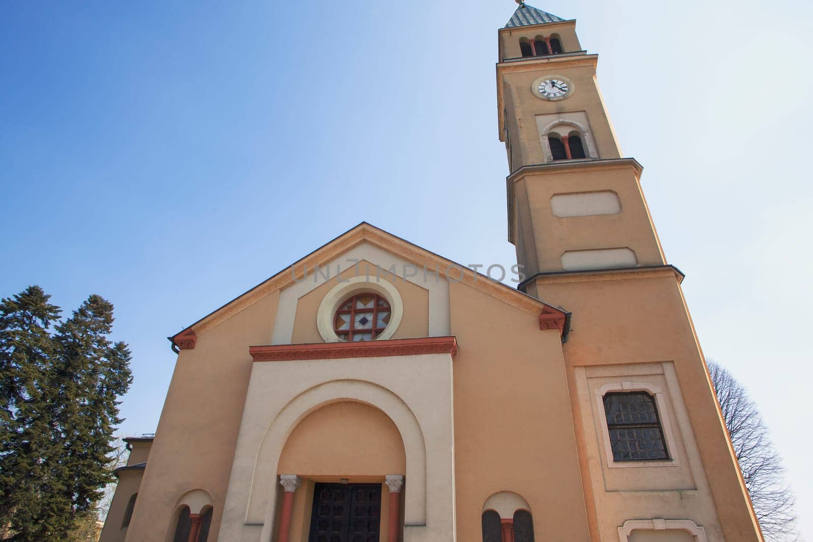 Durdevac, Croatia - MARCH 27 2023: Parish church of the St. George in Durdevac, Parish Church of St. George the Martyr