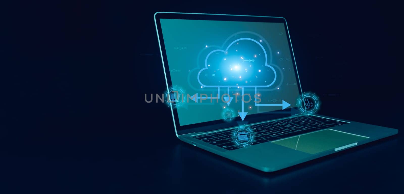 Cloud computing concept, connect communication equipment  information and technology with cloud computing and technology icon.