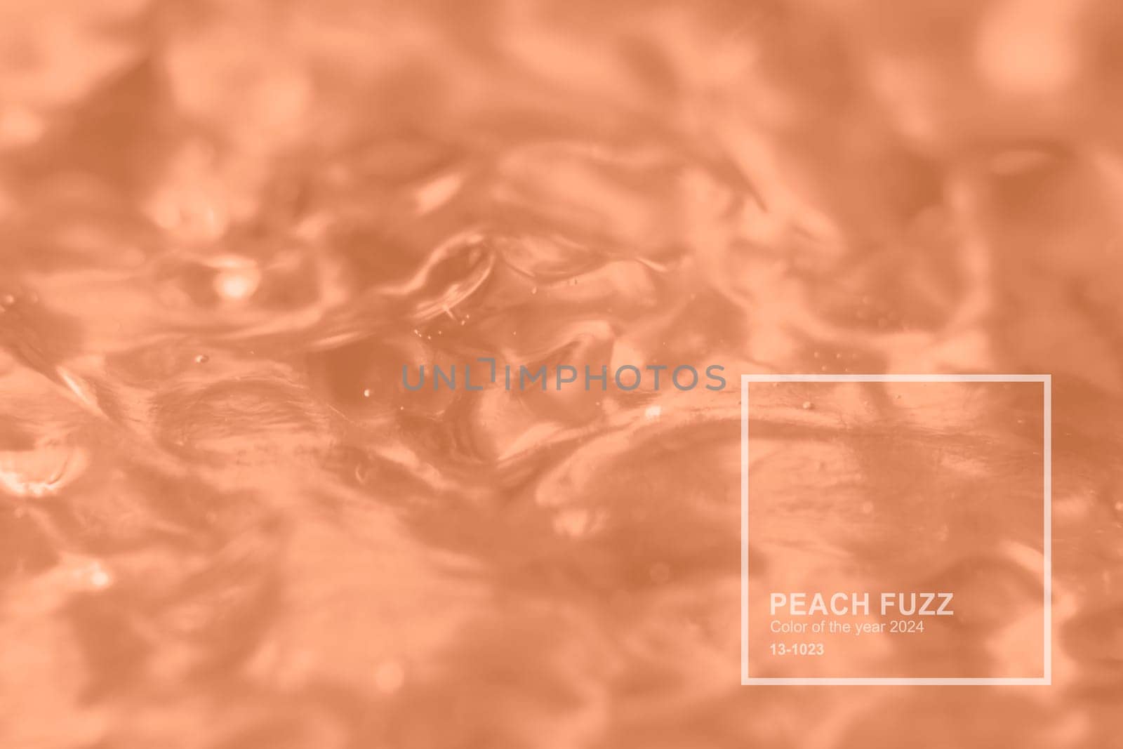 Peach fuzz color gel texture. Monochrome trendy colour background. Gel texture monochrome. Trendy color 2024. High quality photo