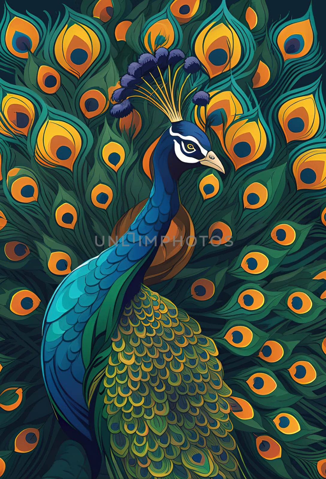Beautiful peacock with feathers out. Beauty in nature. Animal background.Peacock with feathers out. Close-up of a peacock.