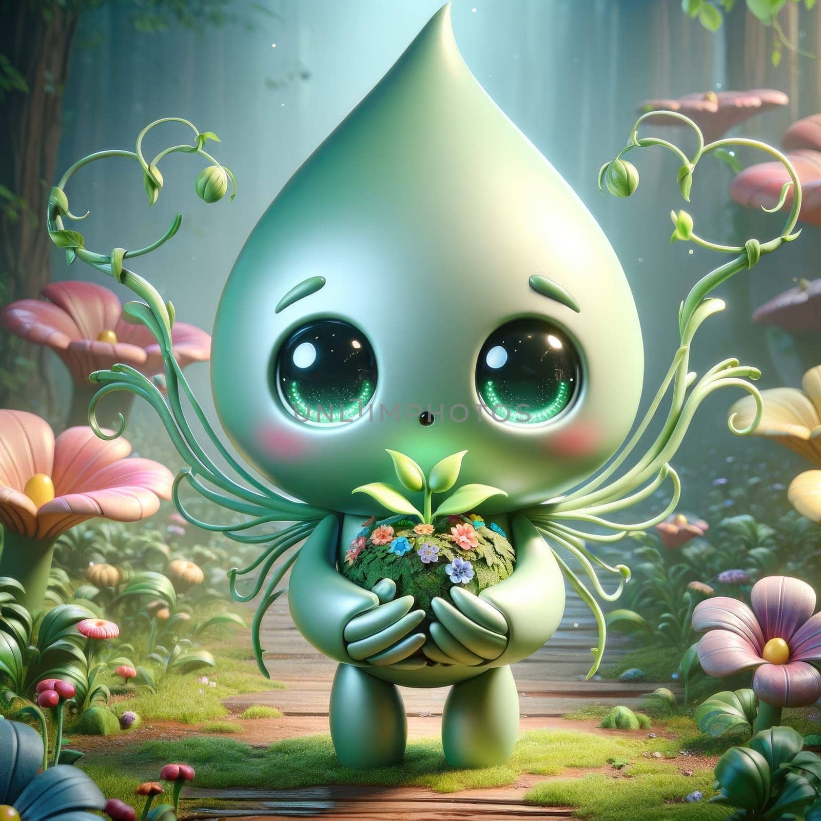 Cute Recycle Character. Global Sustainability concept. Generative AI by itchaznong