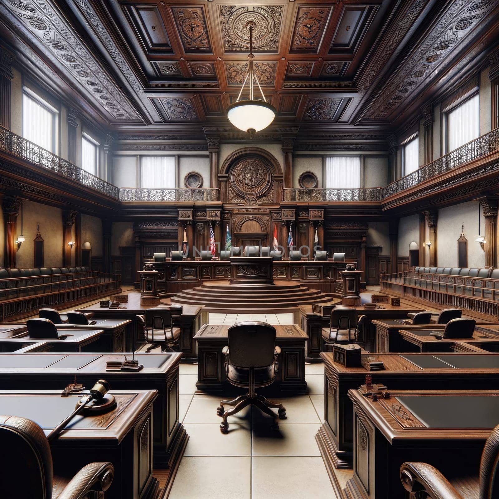 Empty court. Lawyer and Justice concept. Background Generative AI by itchaznong