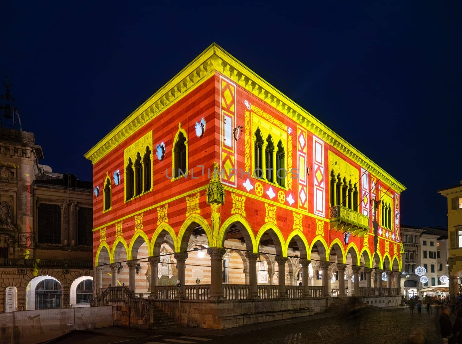 Christmas light decorations projected on the palaces in Udine, Italy by sergiodv