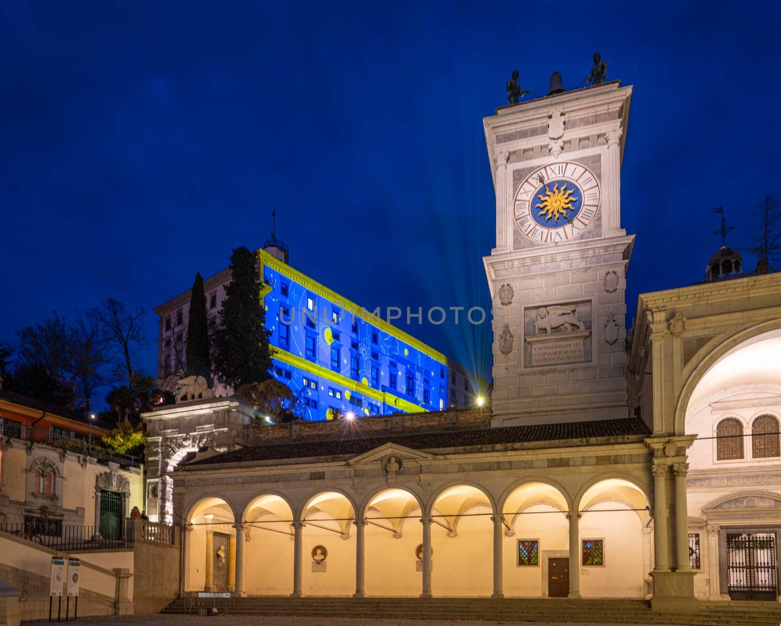 Christmas light decorations projected on the palaces in Udine, Italy by sergiodv
