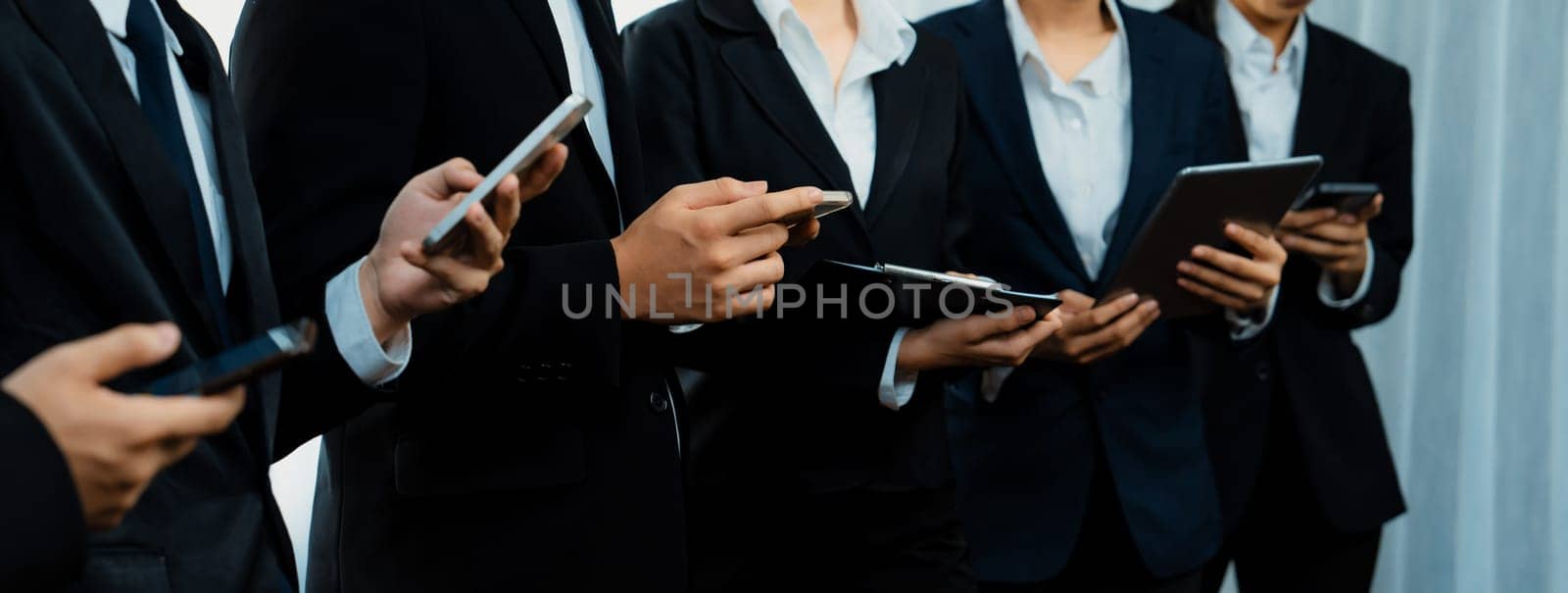 Business team standing in line for job recruitment concept. Shrewd by biancoblue