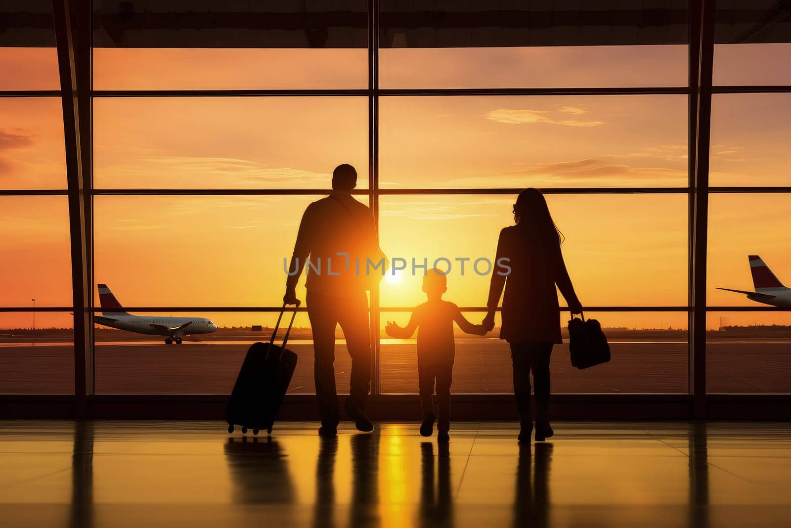 Silhouettes of people at airport by simpson33