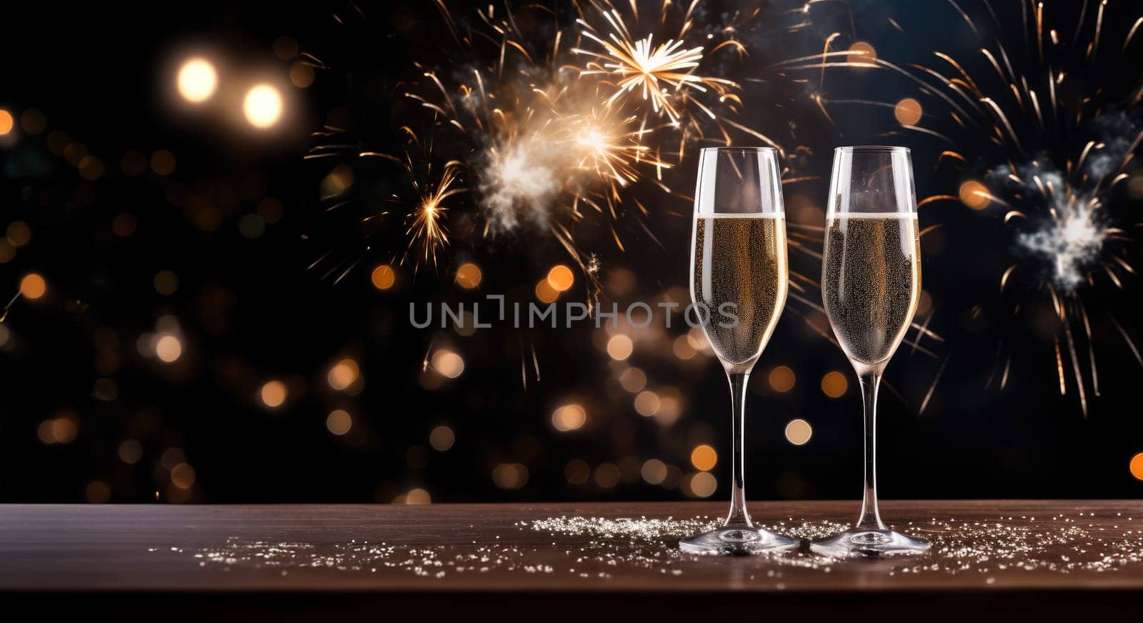 Two glasses of champagne. New Year's Eve concept by simpson33