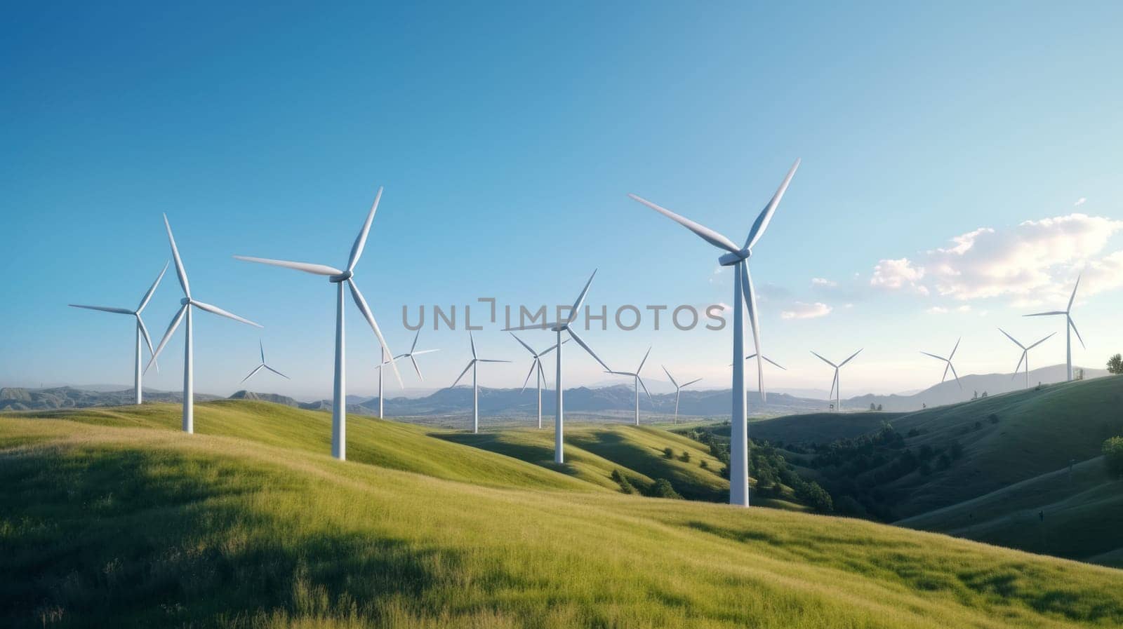 Wind turbines in the field, generative AI