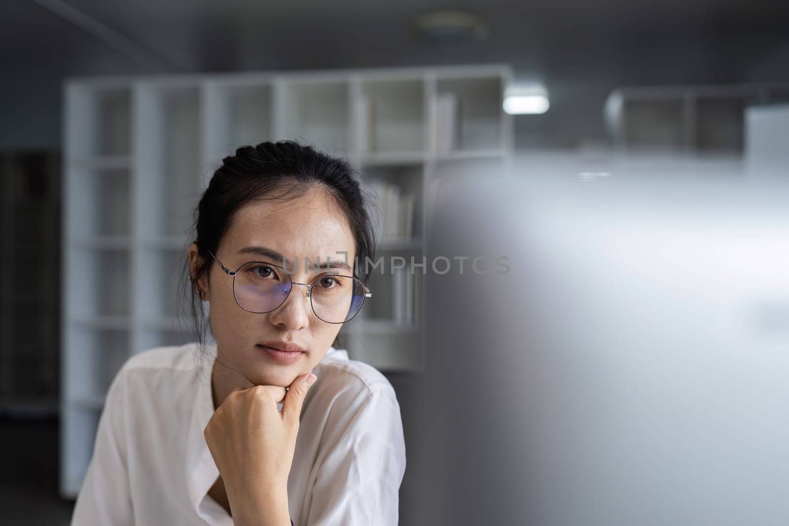 young professional business woman using computer for working.