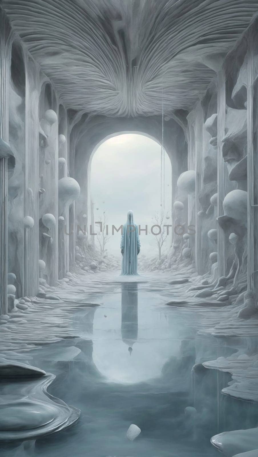 Female figure in an ice castle by applesstock